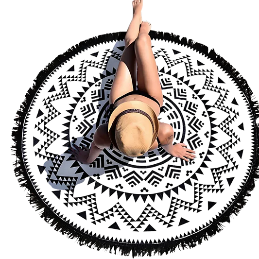 Boho Fringe Round Yoga Rug For Outdoor Practice - Style