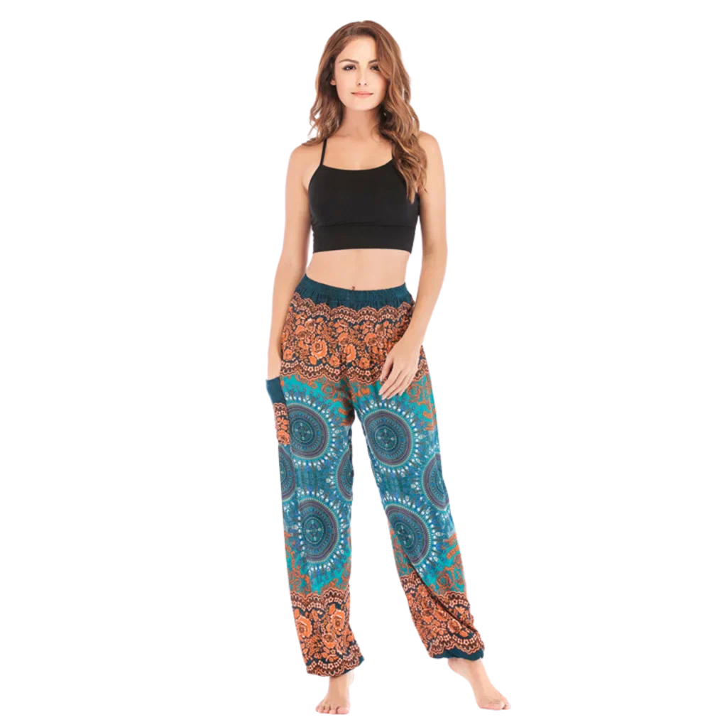 Boho Pants Womens High Waist Cotton Trousers