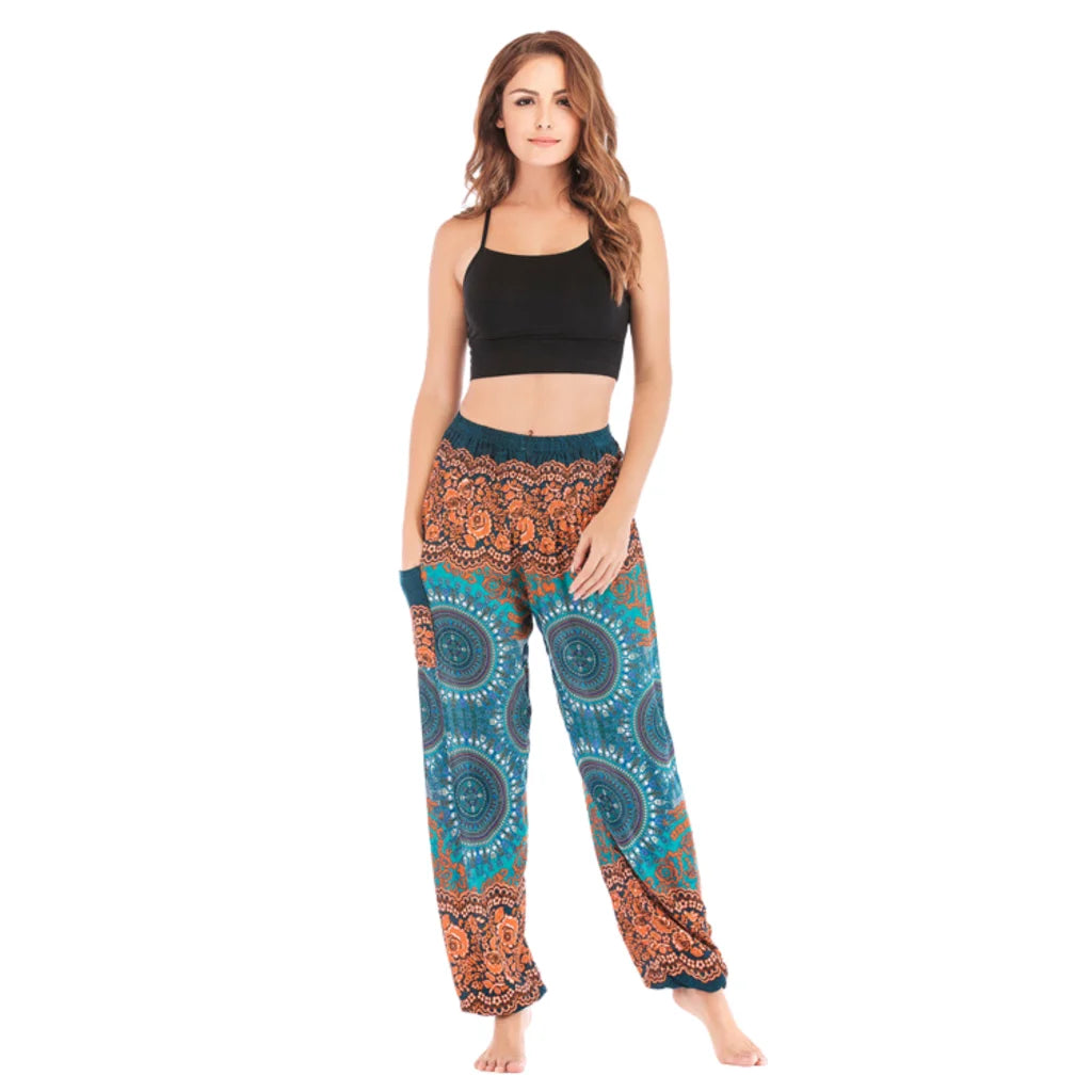 Boho Pants Womens High Waist Cotton Trousers