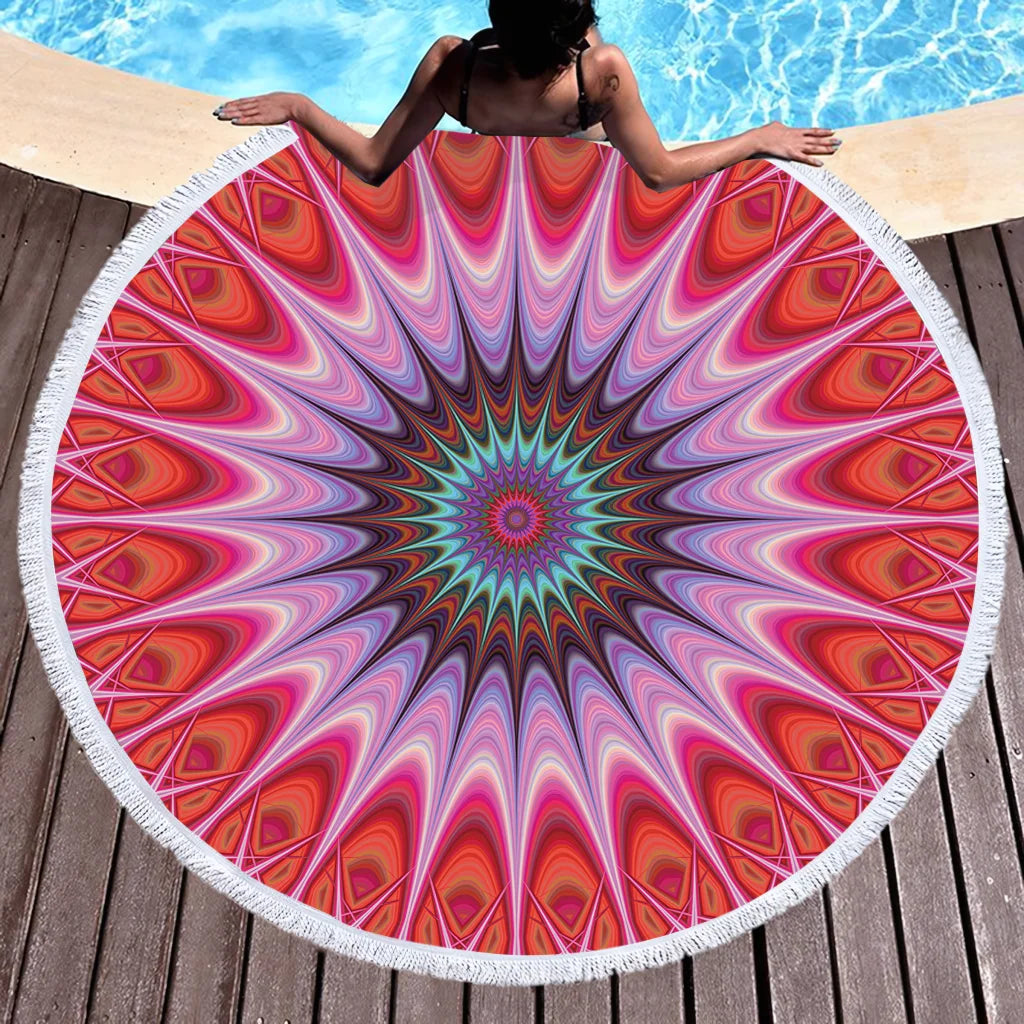 Boho Round Yoga Mat Carpet With Tassels - Style A / 150x150 cm