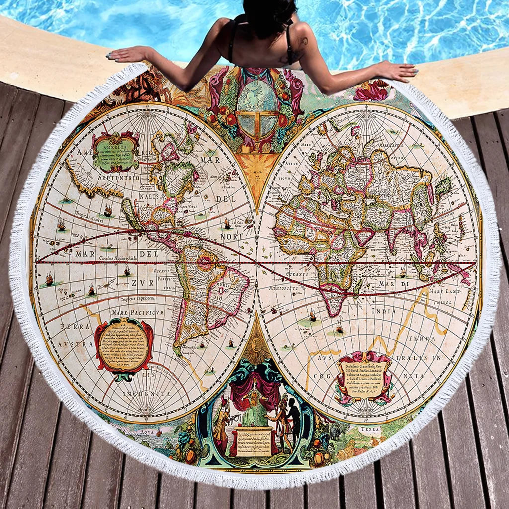 Boho Round Yoga Mat Carpet With Tassels - Style C / 150x150 cm