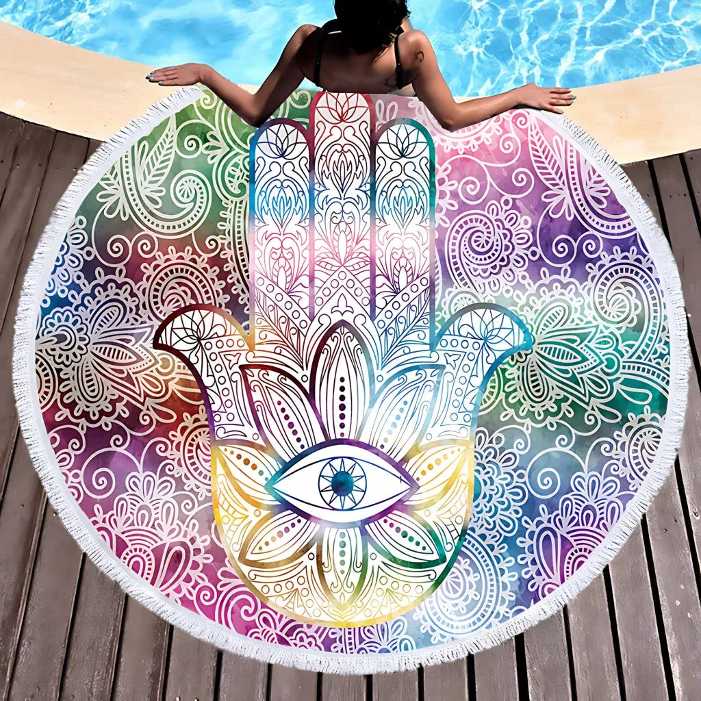 Boho Round Yoga Mat Carpet With Tassels - Style D / 150x150 cm