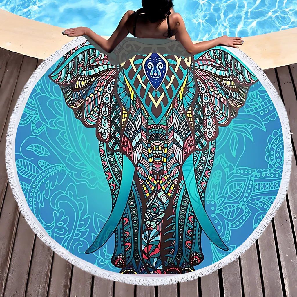 Boho Round Yoga Mat Carpet With Tassels - Style F / 150x150 cm