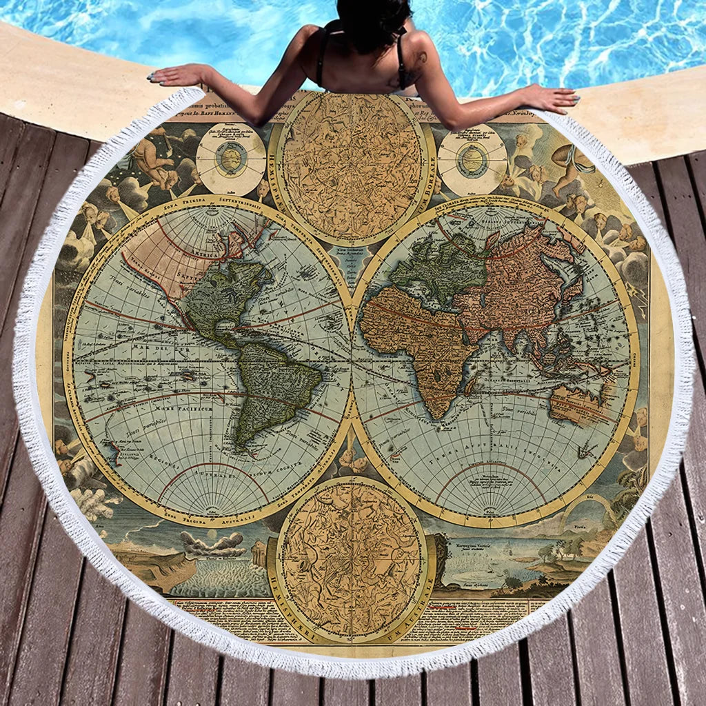 Boho Round Yoga Mat Carpet With Tassels - Style G / 150x150 cm