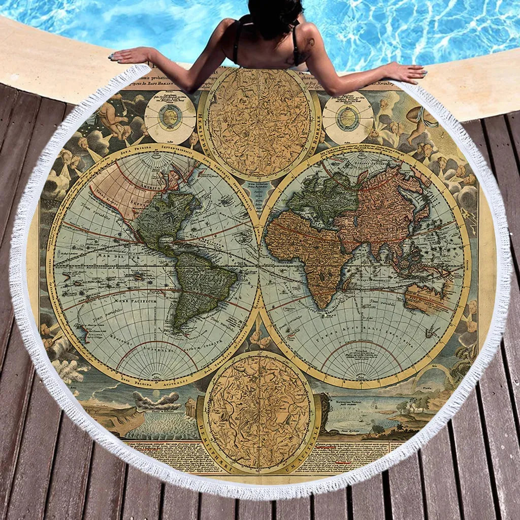Boho Round Yoga Mat Carpet With Tassels - Style G / 150x150 cm