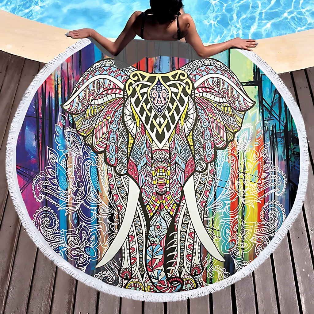Boho Round Yoga Mat Carpet With Tassels - Style H / 150x150 cm