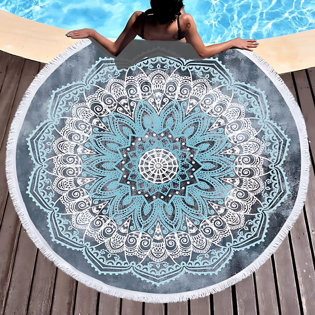 Boho Round Yoga Mat Carpet With Tassels - Style I / 150x150 cm