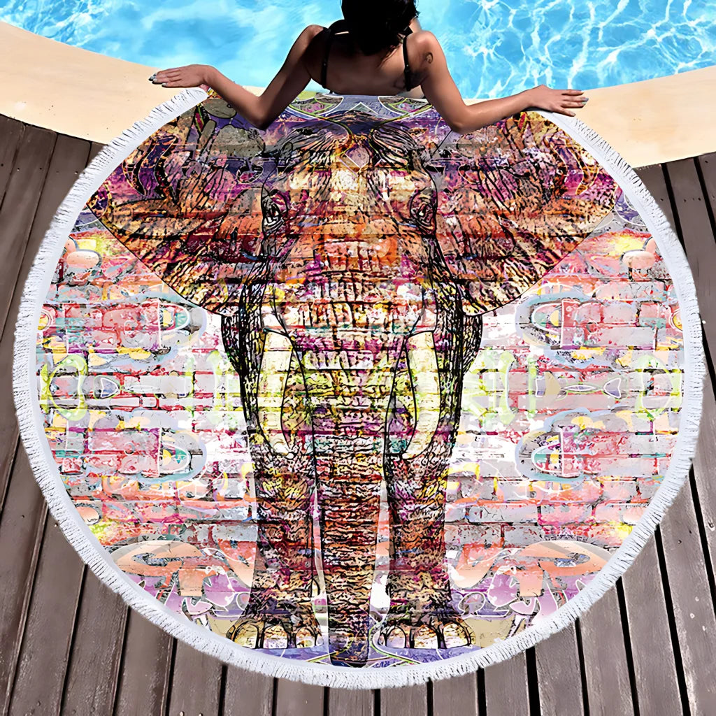 Boho Round Yoga Mat Carpet With Tassels - Style J / 150x150 cm