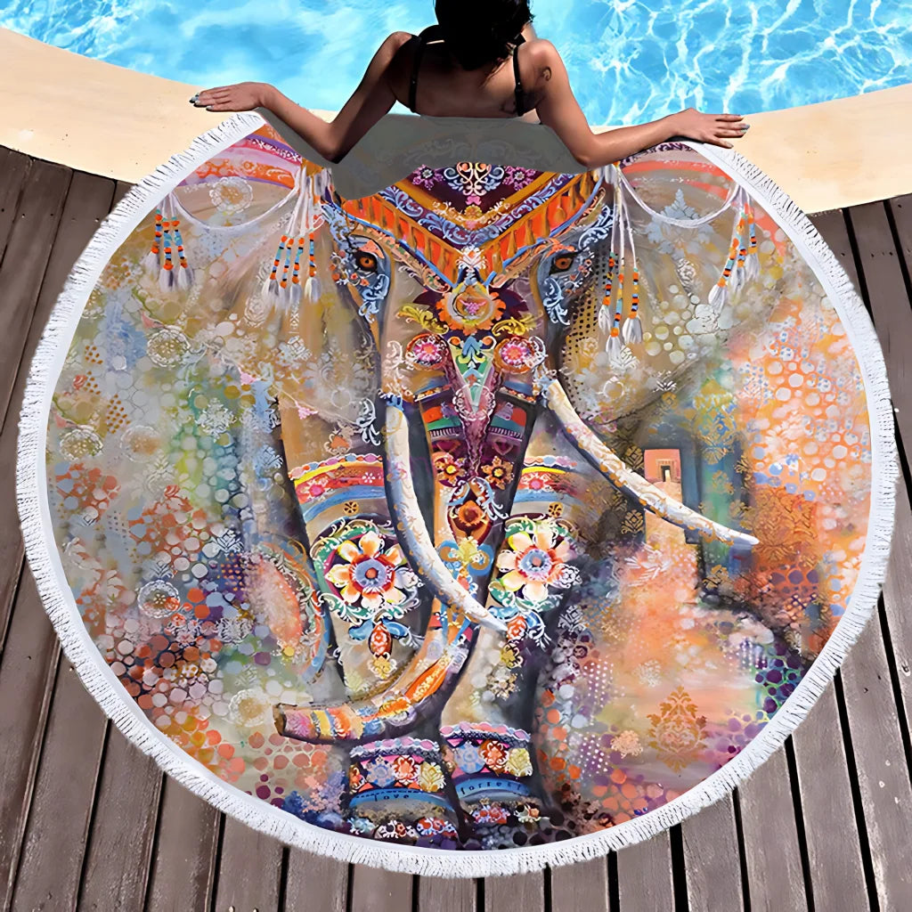 Boho Round Yoga Mat Carpet With Tassels - Style K / 150x150 cm