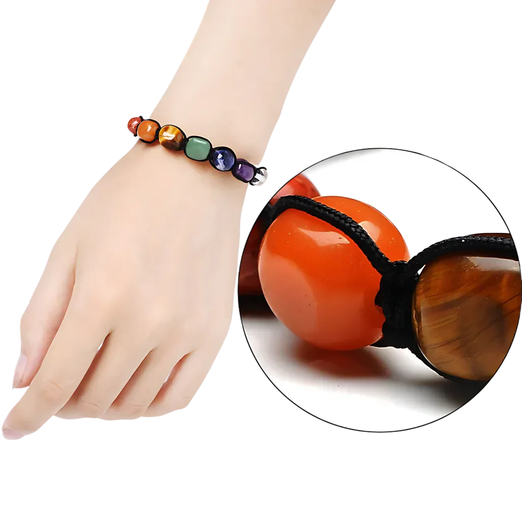 Boho Stone Bracelets Braided With Chakra Beads - Picture color