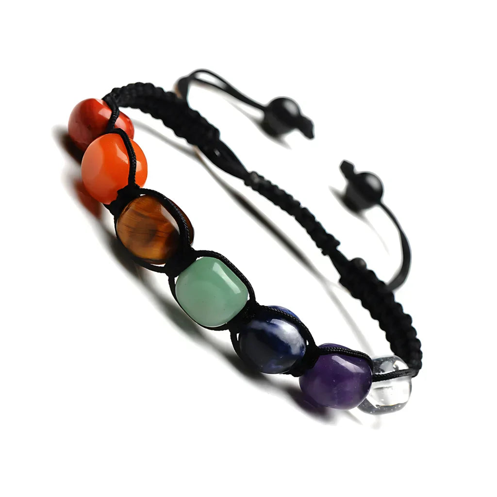 Boho Stone Bracelets Braided With Chakra Beads - Picture color