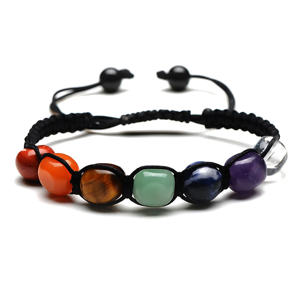 Boho Stone Bracelets Braided With Chakra Beads - Picture color