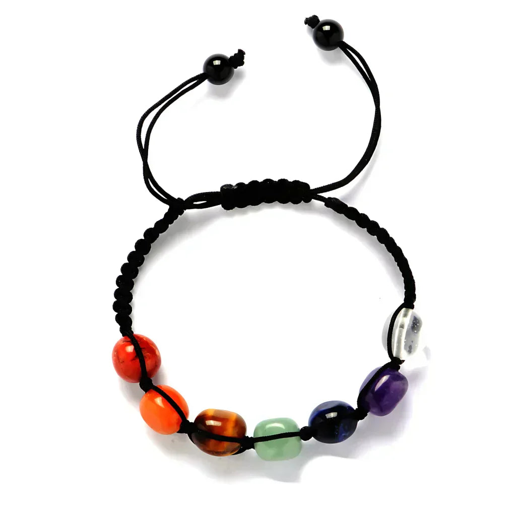 Boho Stone Bracelets Braided With Chakra Beads - Picture color