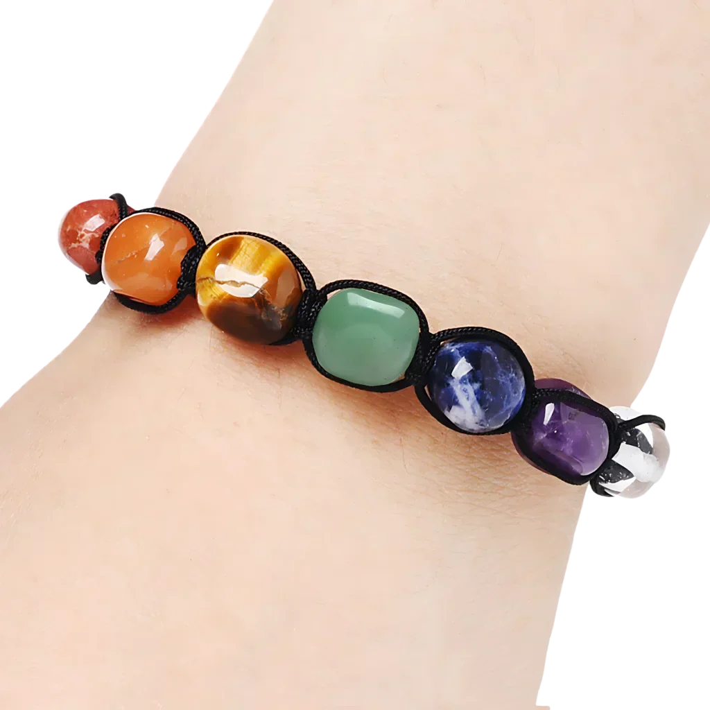 Boho Stone Bracelets Braided With Chakra Beads - Picture color