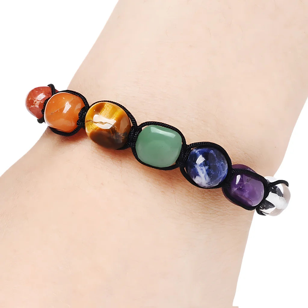Boho Stone Bracelets Braided With Chakra Beads - Picture color