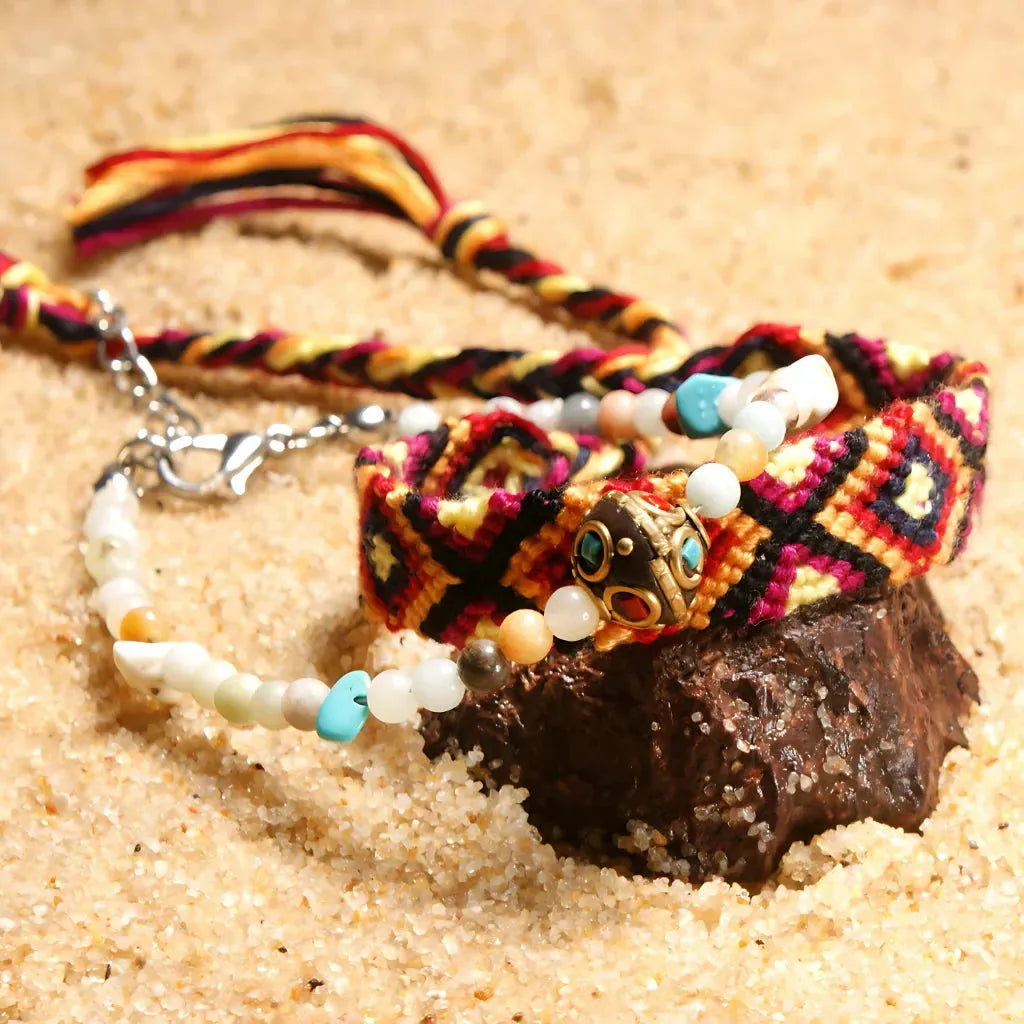 Boho Woven Beachy Anklets For Yoga & Travel