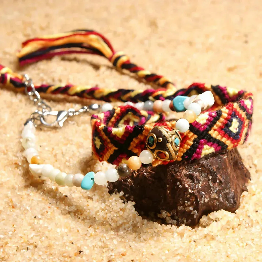 Boho Woven Beachy Anklets For Yoga & Travel