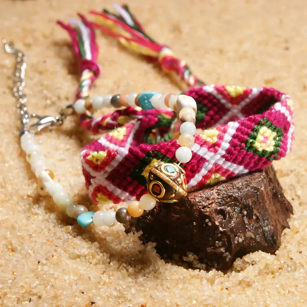 Boho Woven Beachy Anklets For Yoga & Travel - B