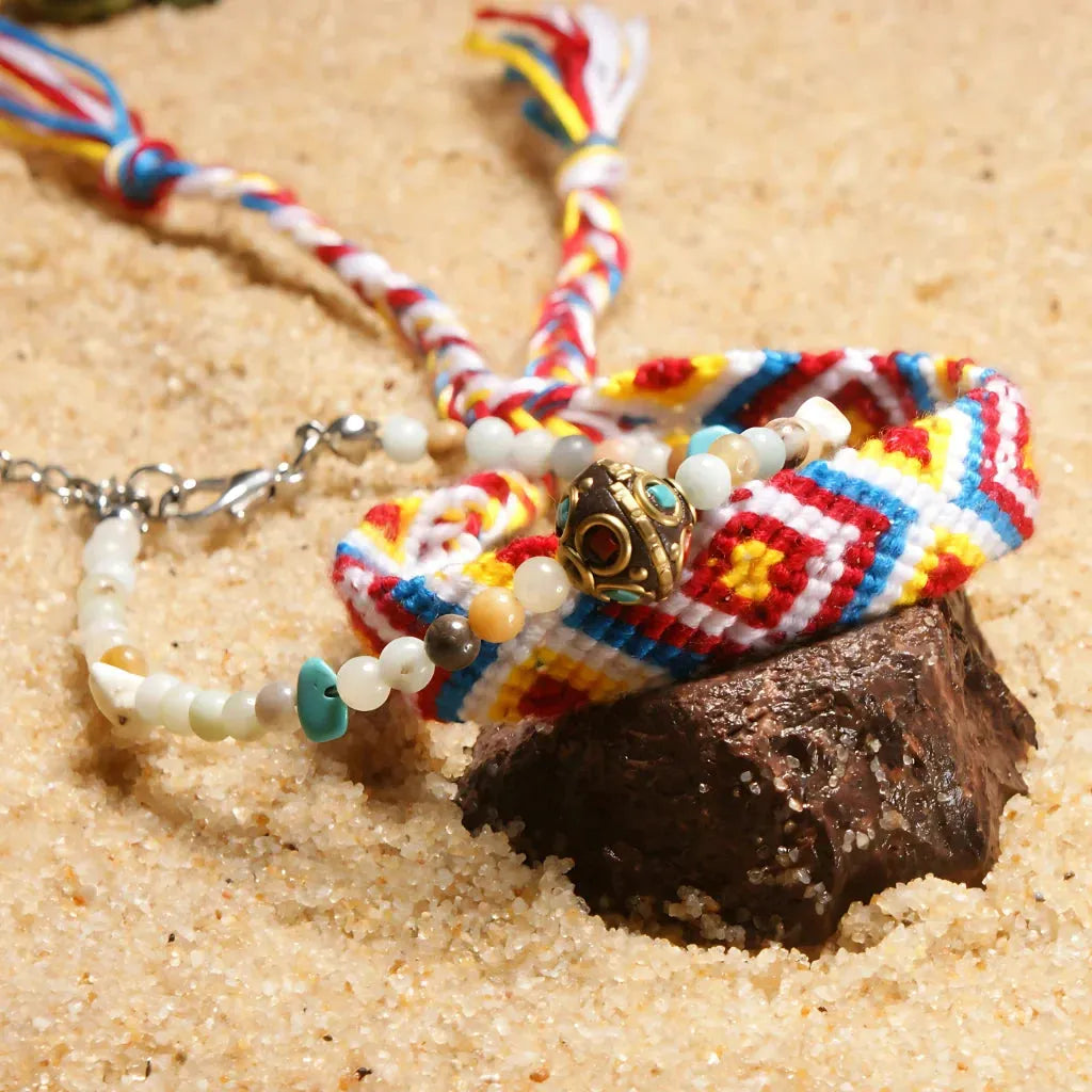Boho Woven Beachy Anklets For Yoga & Travel - C