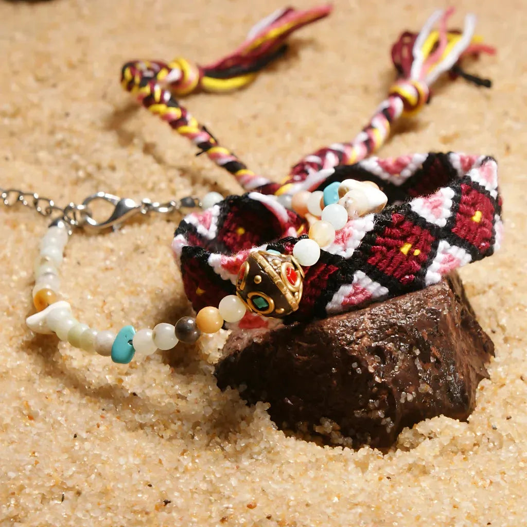 Boho Woven Beachy Anklets For Yoga & Travel - D