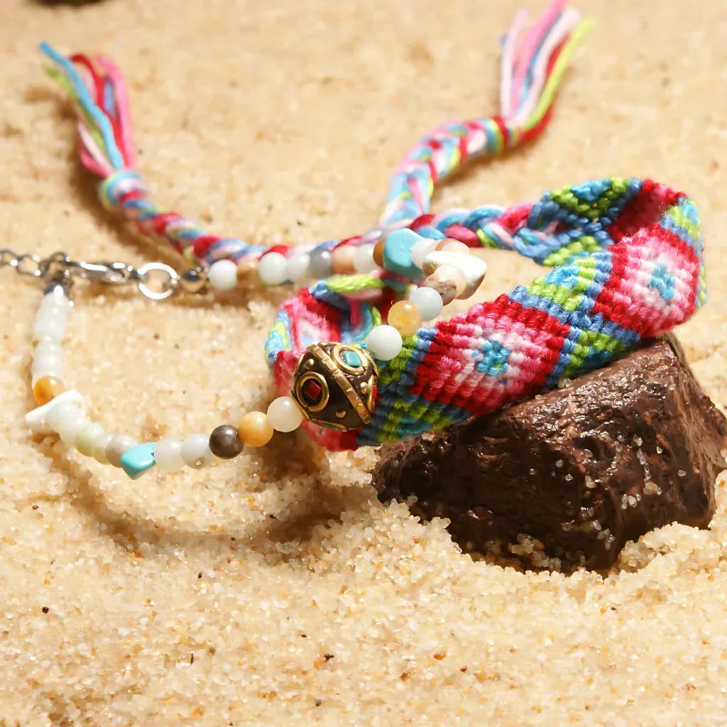 Boho Woven Beachy Anklets For Yoga & Travel - E