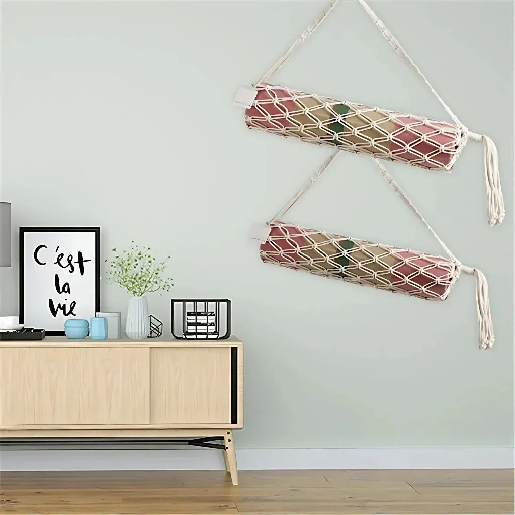 Boho Yoga Matt Holder With Handwoven Tassel Design