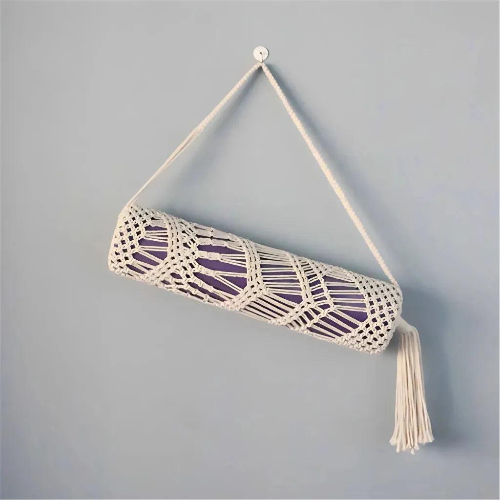 Boho Yoga Matt Holder With Handwoven Tassel Design - B