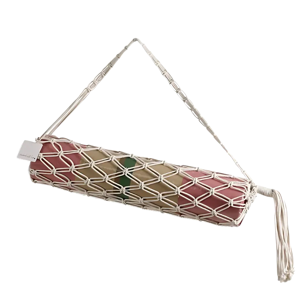 Boho Yoga Matt Holder With Handwoven Tassel Design - C