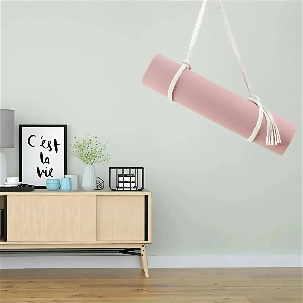 Boho Yoga Matt Holder With Handwoven Tassel Design - F