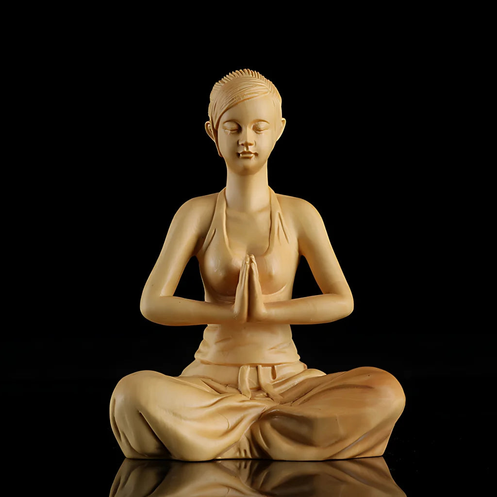 Boxwood Meditation Sculpture For Modern Zen Spaces - Perfect Yoga