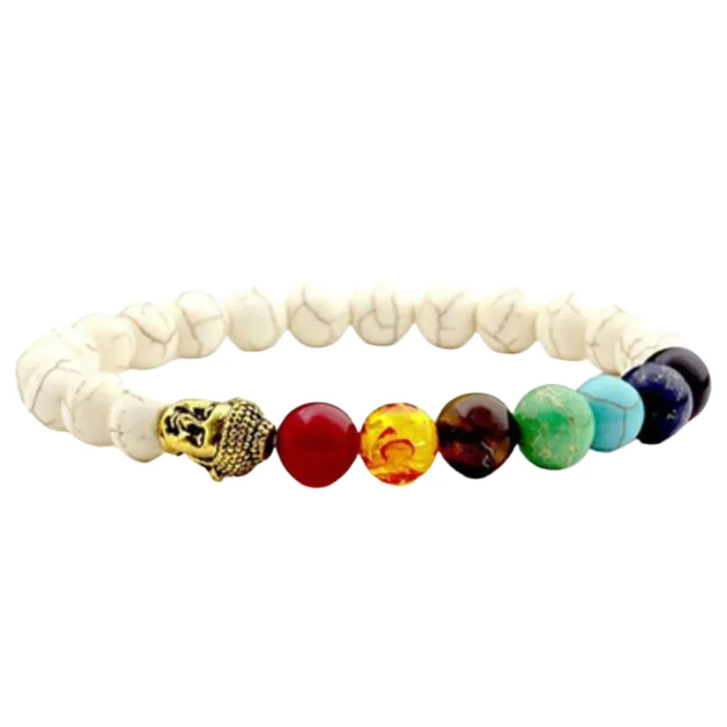 Bracelet Natural Stones With 8mm Round Beads - Style A / Girth: 19.5 cm; Beads: 8mm