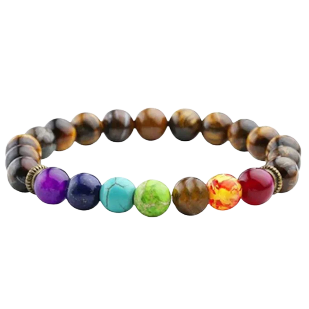 Bracelet Natural Stones With 8mm Round Beads - Style B / Girth: 19.5 cm; Beads: 8mm