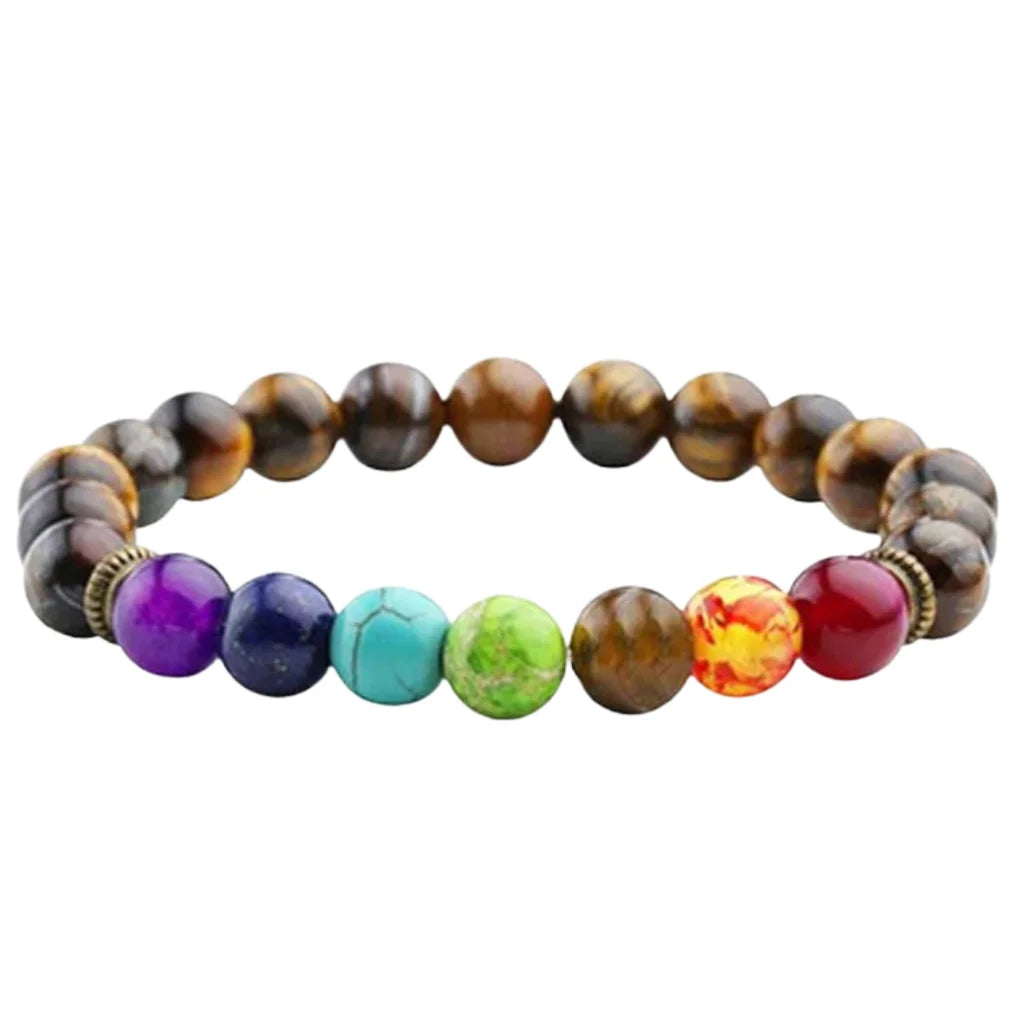 Bracelet Natural Stones With 8mm Round Beads - Style B / Girth: 19.5 cm; Beads: 8mm