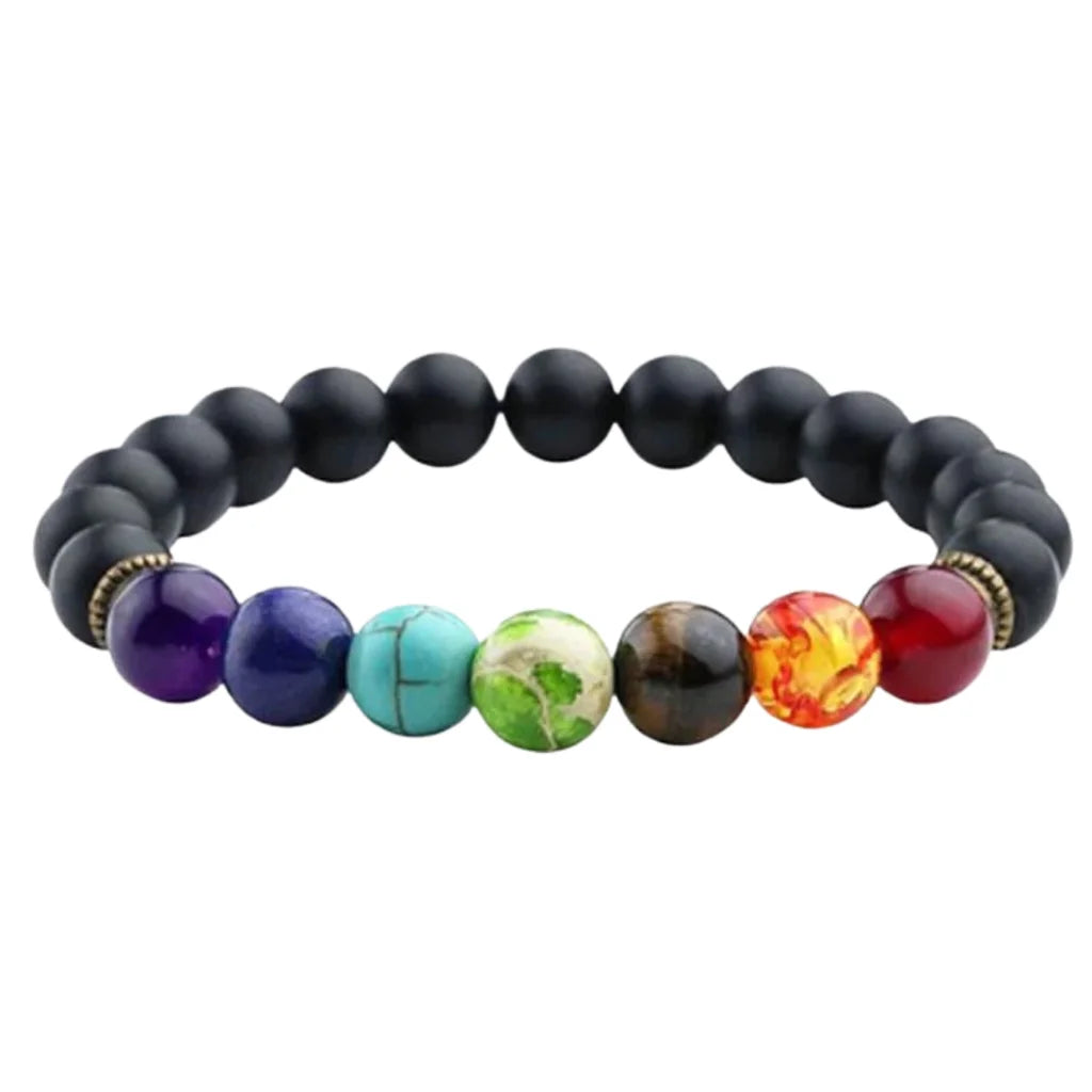 Bracelet Natural Stones With 8mm Round Beads - Style C / Girth: 19.5 cm; Beads: 8mm