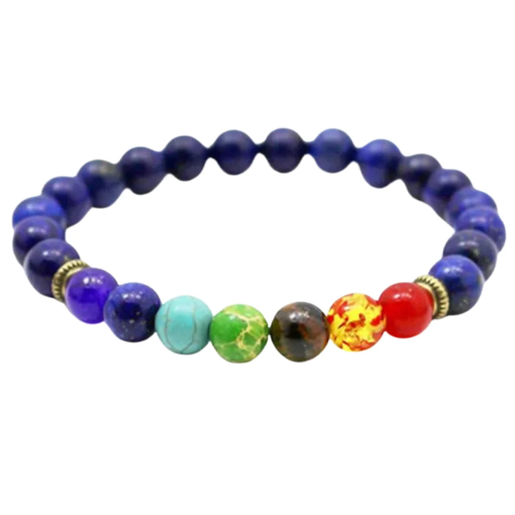 Bracelet Natural Stones With 8mm Round Beads - Style D / Girth: 19.5 cm; Beads: 8mm