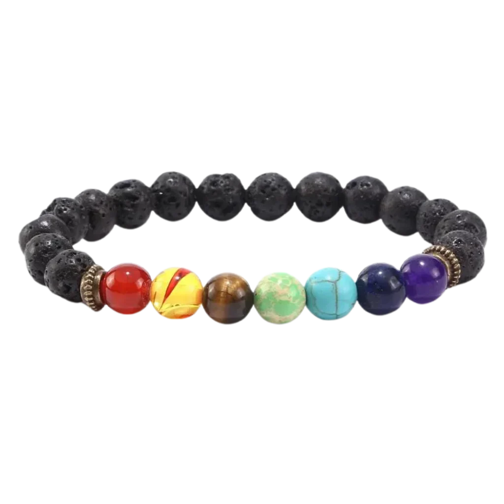 Bracelet Natural Stones With 8mm Round Beads - Style E / Girth: 19.5 cm; Beads: 8mm
