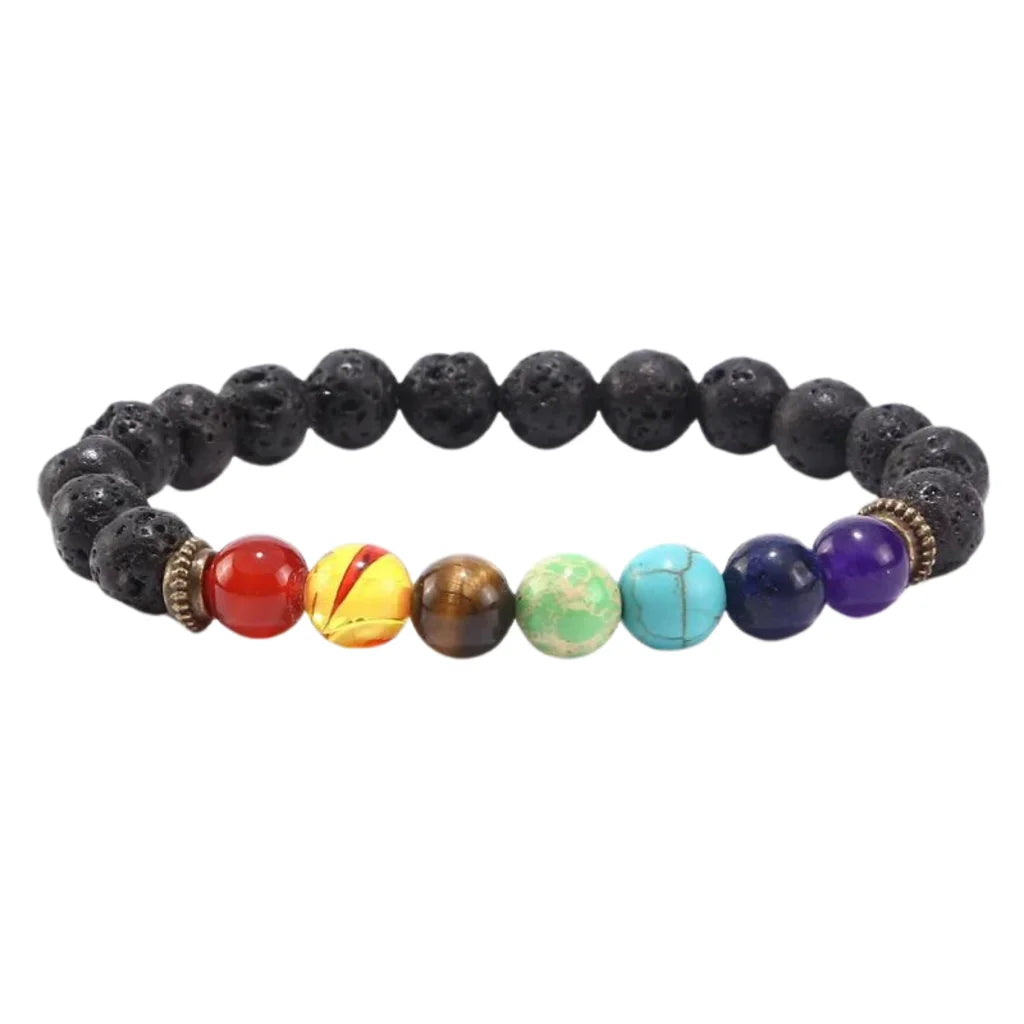 Bracelet Natural Stones With 8mm Round Beads - Style E / Girth: 19.5 cm; Beads: 8mm