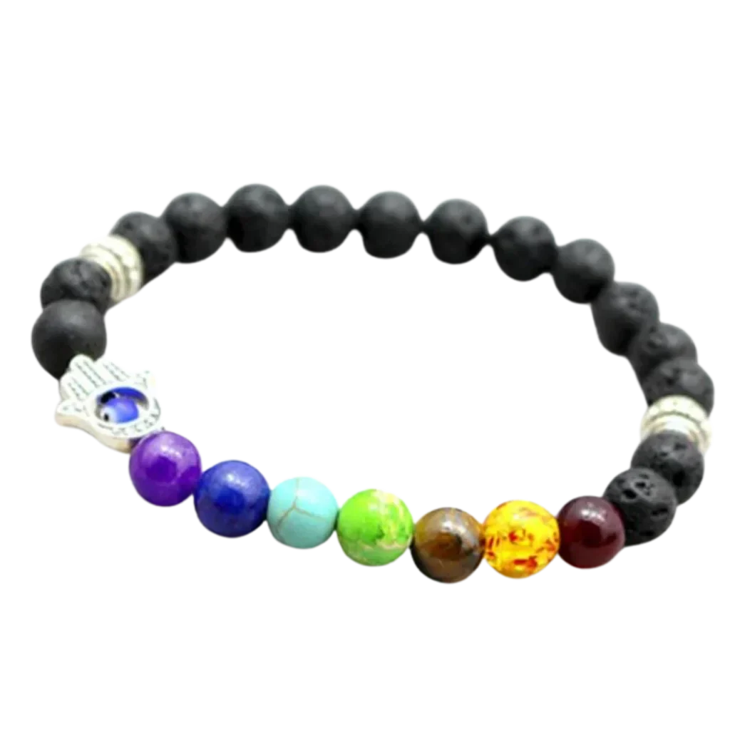Bracelet Natural Stones With 8mm Round Beads - Style F / Girth: 19.5 cm; Beads: 8mm
