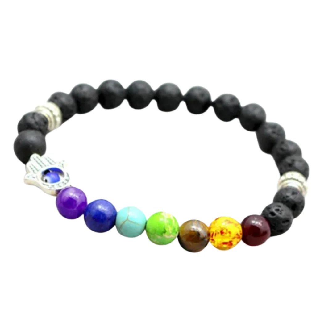 Bracelet Natural Stones With 8mm Round Beads - Style F / Girth: 19.5 cm; Beads: 8mm