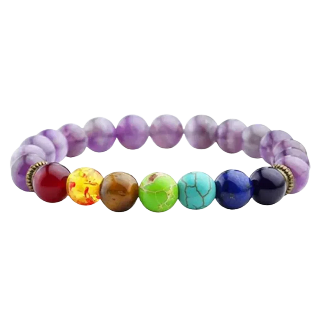 Bracelet Natural Stones With 8mm Round Beads - Style G / Girth: 19.5 cm; Beads: 8mm