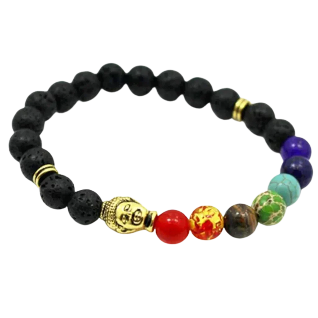 Bracelet Natural Stones With 8mm Round Beads - Style H / Girth: 19.5 cm; Beads: 8mm
