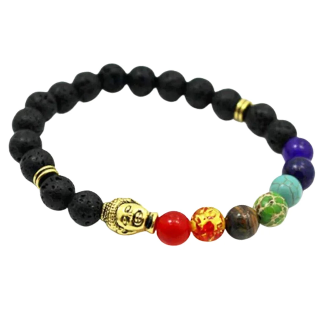 Bracelet Natural Stones With 8mm Round Beads - Style H / Girth: 19.5 cm; Beads: 8mm