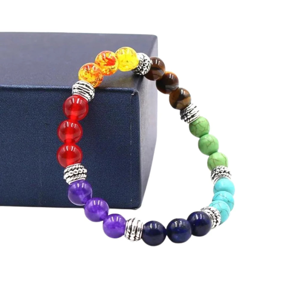 Bracelet Natural Stones With 8mm Round Beads - Style I / Girth: 19.5 cm; Beads: 8mm
