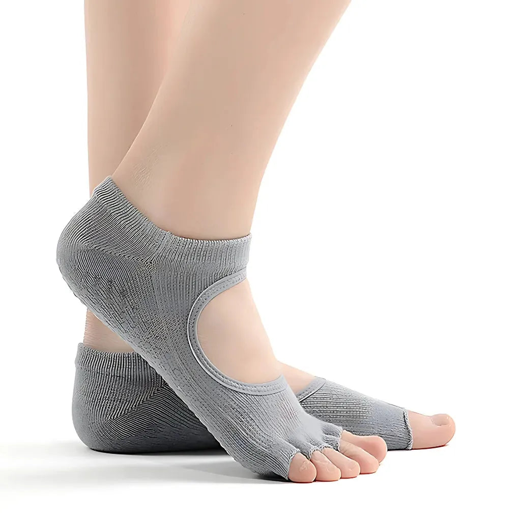 Breathable Grippy Yoga Socks For Better Balance - light gray / one size