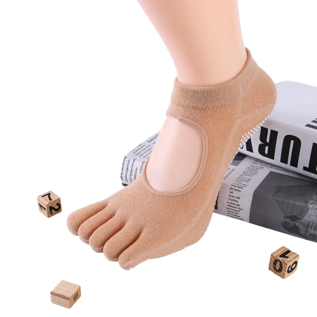 Breathable Sticky Socks For Yoga Practice - Caramel Colour / one size