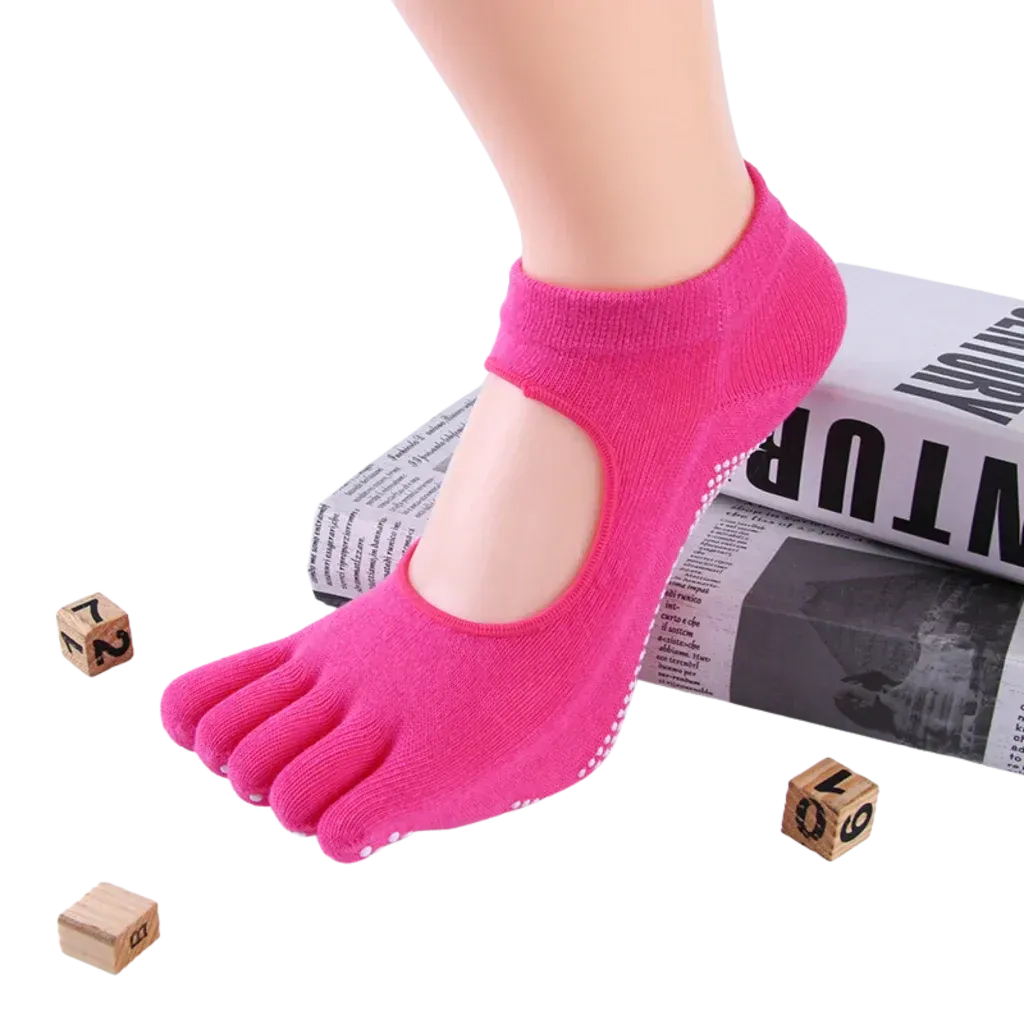 Breathable Sticky Socks For Yoga Practice - Rose Red / one size