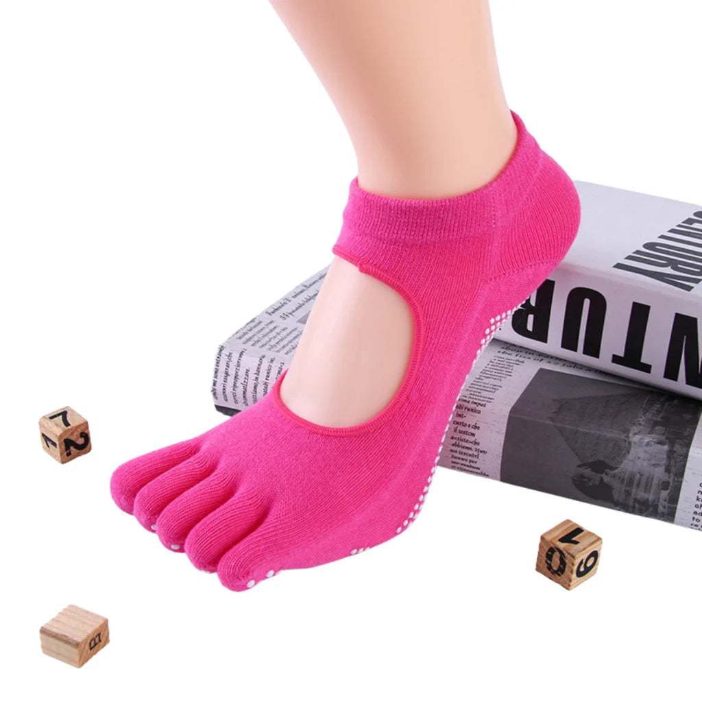 Breathable Sticky Socks For Yoga Practice - Rose Red / one size