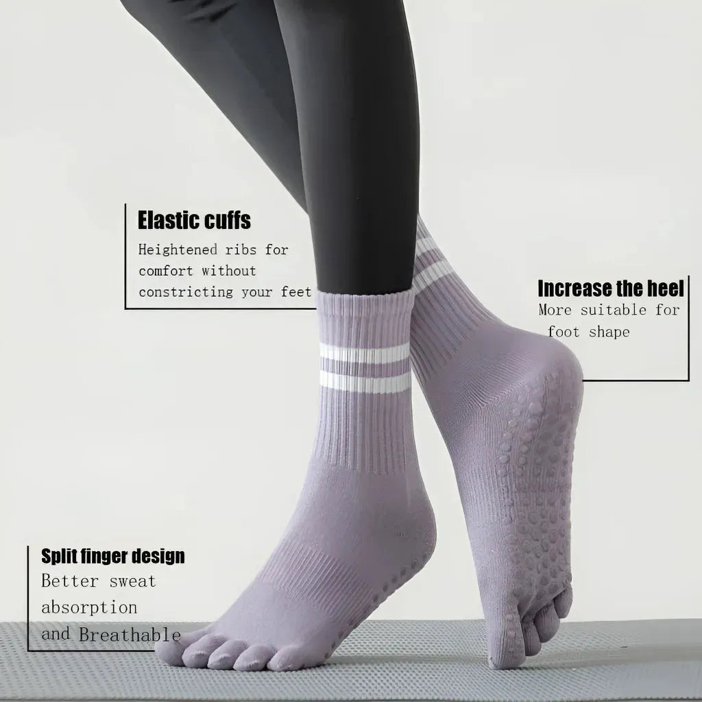Breathable Yoga Toe Socks With Non-Slip Comfort - 8 Pairs / one size