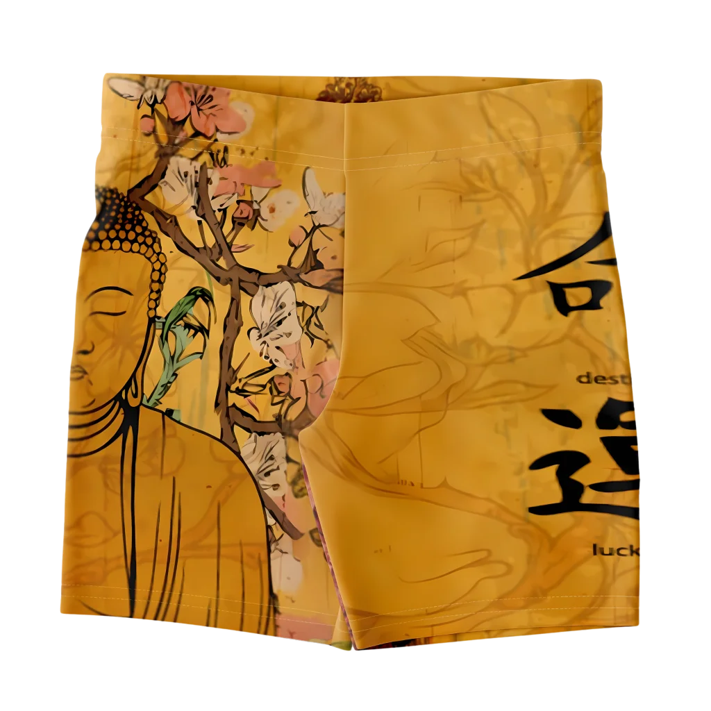 Buddha Blossom Women Yoga Shorts With Sacred Motifs