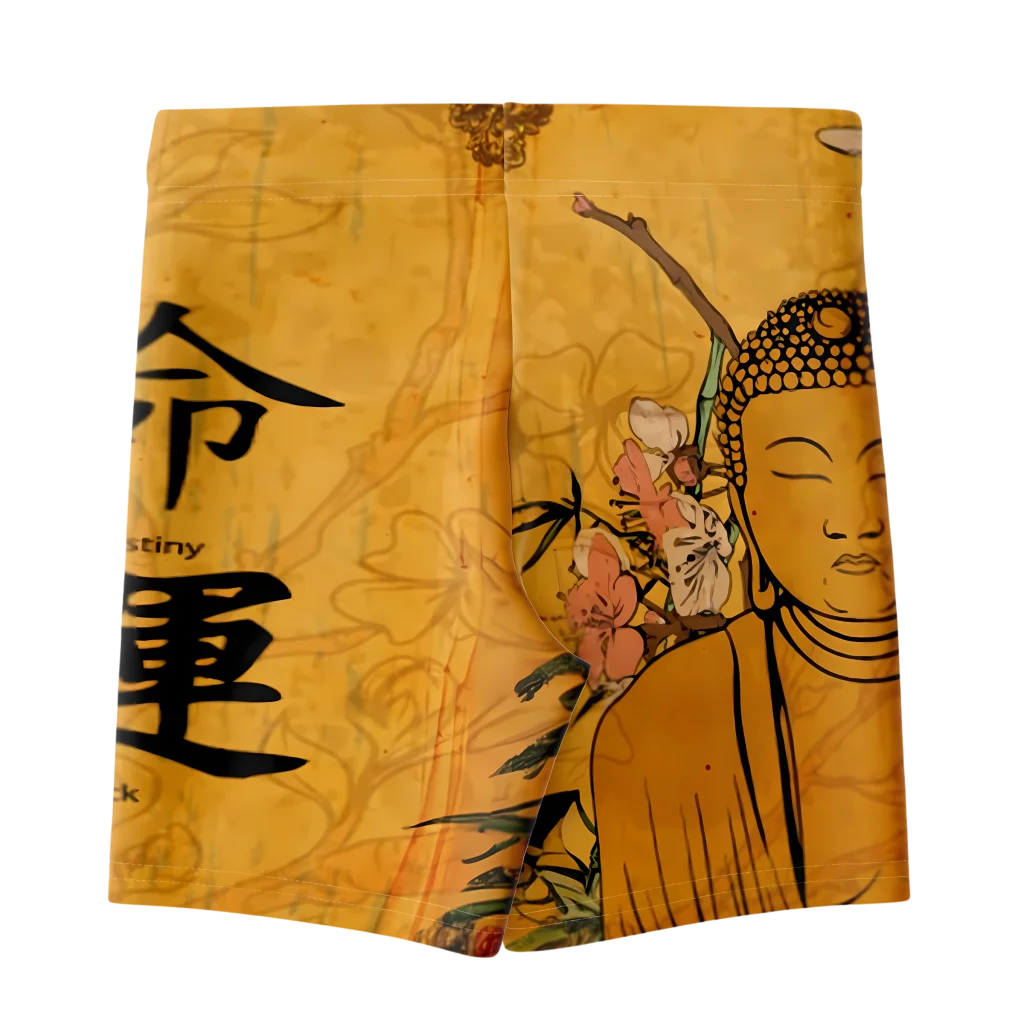 Buddha Blossom Women Yoga Shorts With Sacred Motifs